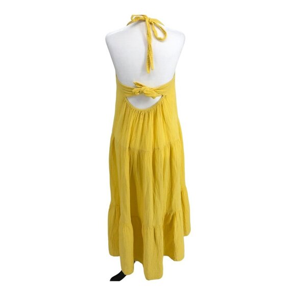 Xirena Lemon Yellow Reagen Cotton Gauze Halter Backless Long Midi Dress XS - Picture 3 of 16